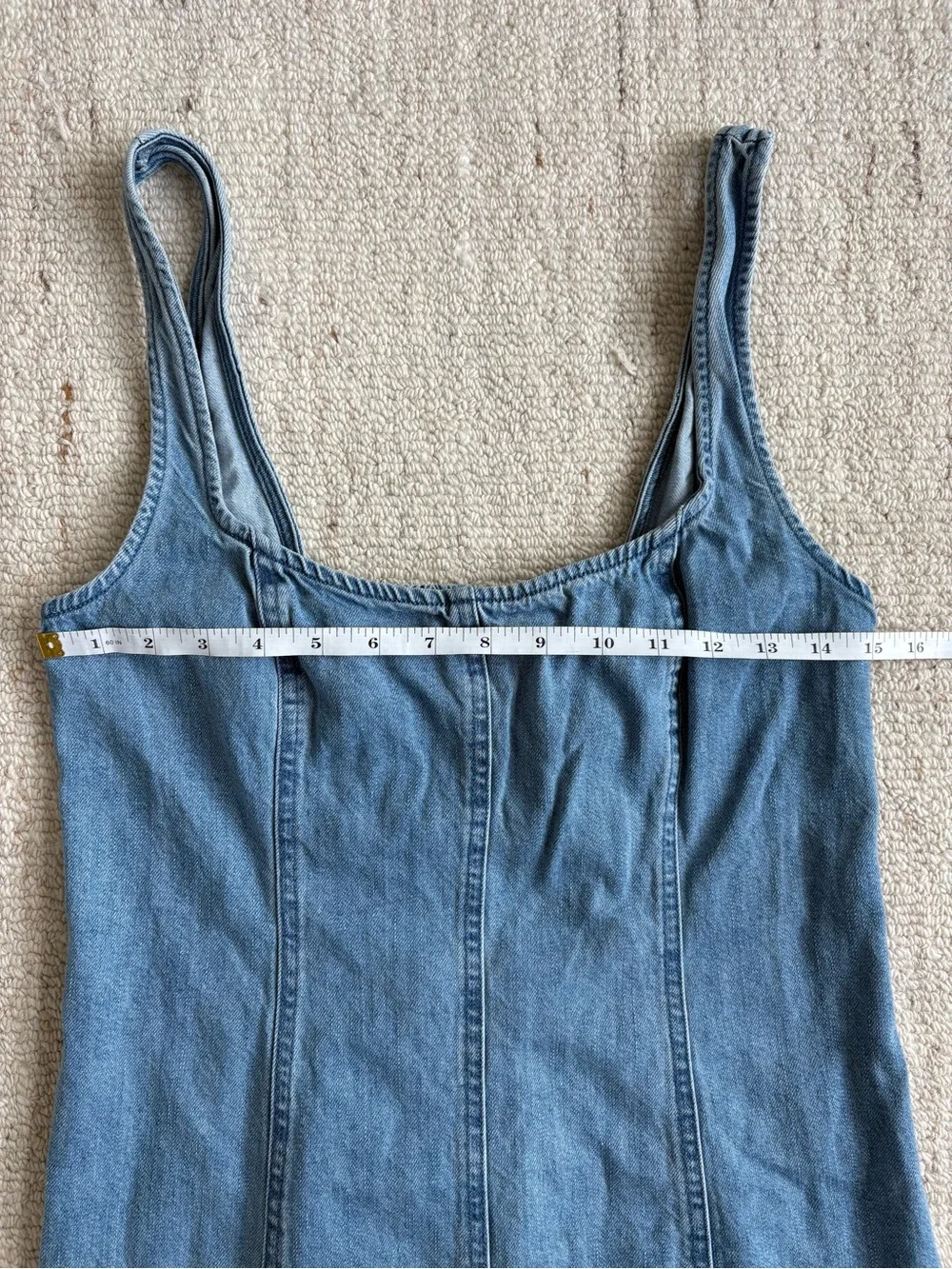 Show Me Your Mumu Steph Mini Dress Gloomy Blue Denim Open Back Revolve Size M - Picture 10 of 12